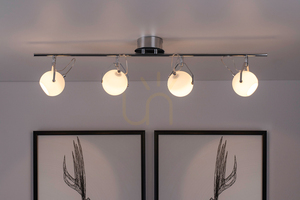 Ida taklampa, inklusive 4 st. LED-lampor 2700 K 3 W, krommetall/vit glasskärm, 93 cm small 1