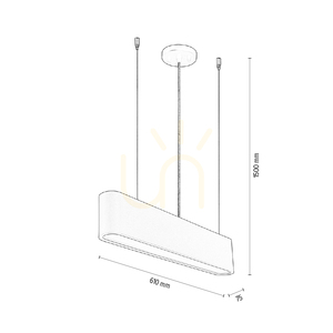 Illumina taklampa, inklusive 1 st LED-lampa 3000K 21W, svart metall/genomskinlig PVC-sladd/svart lampskärm 61 cm small 3