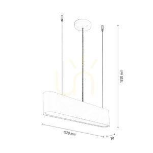 Illumina taklampa, inklusive 1 st LED-lampa 3000K 35W, vit metall/genomskinlig PVC-sladd/vit lampskärm, 122 cm small 3