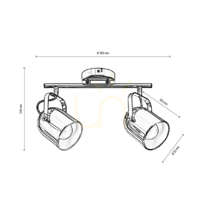 Taklampa Inga, 2xE27, Max. 60 W, krommetall, 38,5 cm small 2