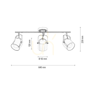 Taklampa Inga, 3xE27, Max. 60 W, metall med kopparfinish, 64 cm small 4