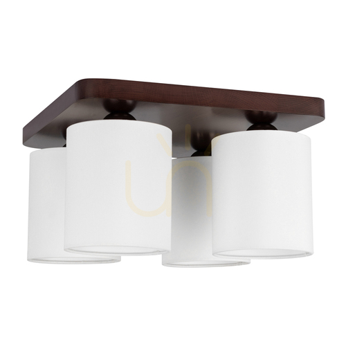 Kontrollera Jenta taklampa, 4xE27, Max. 25 W, bok- och valnötsträ / vit, 34 cm lampskärm