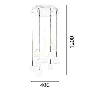 Joelle taklampa, 9xG4, Max. 20 W, krommetall/vit keramisk skärm, Ø 44 cm small 4