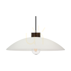 Jona taklampa, 1xE27, Max. 60 W, bok- och valnötsträ, flätad sladd, vit glasskärm, Ø 40 cm small 1