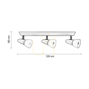 Julietta taklampa, 3xE14, Max. 40 W, bokträ, metall i körsbärsträ/krom, vit glasskärm, 52 cm small 2