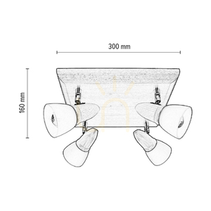 Julietta taklampa, 4xE14, Max. 40 W, bokträ, metall i körsbärsträ/krom, vit glasskärm, 30 cm small 2