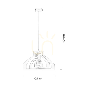 Justyna taklampa, 1xE27, Max. 60 W, vit metall/vit PVC-kabel, Ø 42 cm small 2