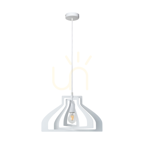 Kontrollera Justyna taklampa, 1xE27, Max. 60 W, vit metall/vit PVC-kabel, Ø 42 cm