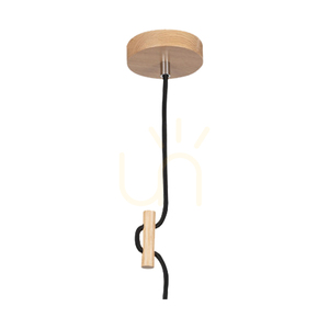 Hänglampa i jute, 1xE27, Max. 60 W, björk/svart flätad sladd/beige lampskärm av jute, Ø 40 cm small 1
