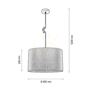 Hänglampa i jute, 1xE27, Max. 60 W, björk/svart flätad sladd/beige lampskärm av jute, Ø 40 cm small 2