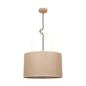 Hänglampa i jute, 1xE27, Max. 60 W, björk/svart flätad sladd/beige lampskärm av jute, Ø 40 cm small 0