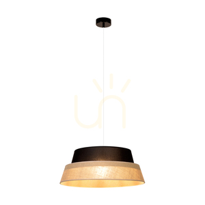 Jute-pendellampa 1xE27 Max. 60 W, svart metall/genomskinlig PVC-sladd/svart-beige lampskärm av jute, Ø 50 cm small 1