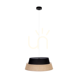 Jute-pendellampa 1xE27 Max. 60 W, svart metall/genomskinlig PVC-sladd/svart-beige lampskärm av jute, Ø 50 cm small 2