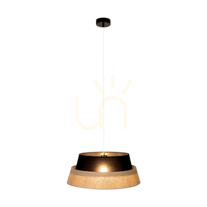 Jute-pendellampa 1xE27 Max. 60 W, svart metall/genomskinlig PVC-sladd/svart-beige lampskärm av jute, Ø 50 cm small 3