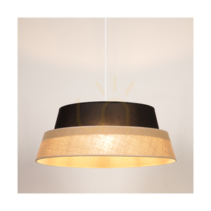 Jute-pendellampa 1xE27 Max. 60 W, svart metall/genomskinlig PVC-sladd/svart-beige lampskärm av jute, Ø 50 cm small 6