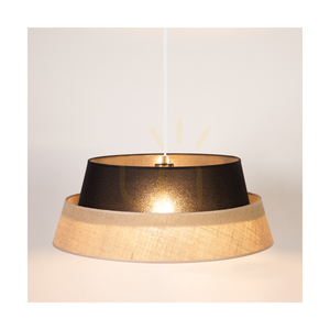 Jute-pendellampa 1xE27 Max. 60 W, svart metall/genomskinlig PVC-sladd/svart-beige lampskärm av jute, Ø 50 cm small 7