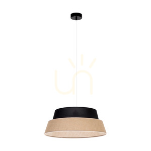 Jute-pendellampa 1xE27 Max. 60 W, svart metall/genomskinlig PVC-sladd/svart-beige lampskärm av jute, Ø 50 cm small 0