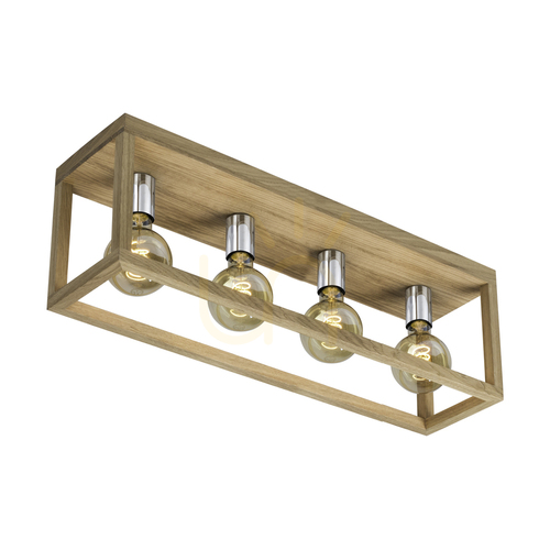 Kontrollera Kago taklampa, 4xE27, Max. 60 W, oljad ek/krommetall, 68 cm