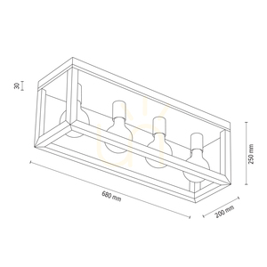 Kago taklampa, 4xE27, Max. 60 W, oljad ek/svart metall, 68 cm small 2