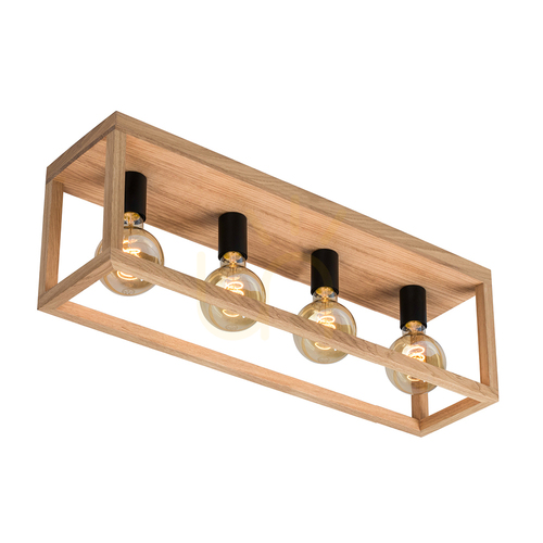 Kontrollera Kago taklampa, 4xE27, Max. 60 W, oljad ek/svart metall, 68 cm