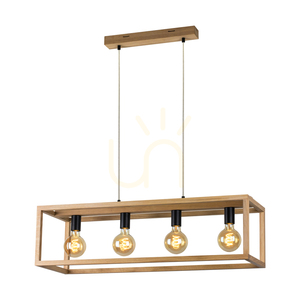 Spot Light KAGO 61590474 pendellampa, oljad ek och svart, 4 × E27, 90 cm small 1