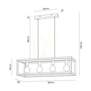 Spot Light KAGO 61590474 pendellampa, oljad ek och svart, 4 × E27, 90 cm small 5