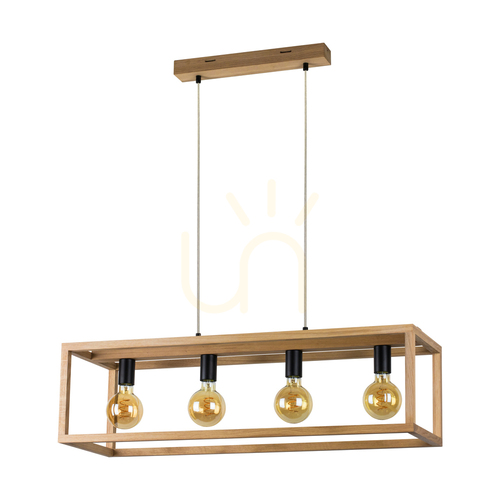Kontrollera Spot Light KAGO 61590474 pendellampa, oljad ek och svart, 4 × E27, 90 cm