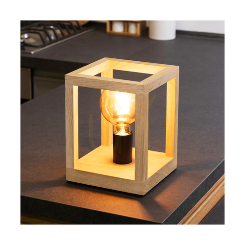 Kontrollera Spot Light Kago 7154174 bordslampa E27, oljad ek och svart, 20 × 20 × 25 cm