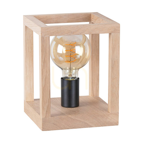 Kontrollera Kago bordslampa, 1xE27, Max. 60 W, oljad ek/svart metall/svart flätad kabel, 20 cm