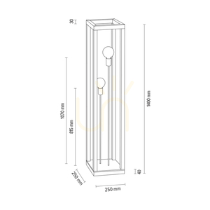 Kago golvlampa, 2xE27, Max. 60 W, oljad ek/krommetall/svart flätad kabel, 25 cm small 2