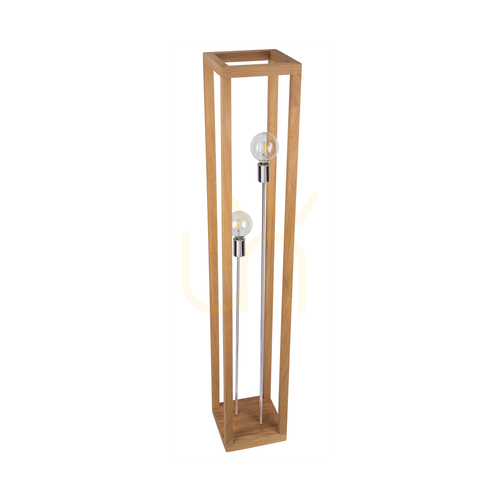 Kontrollera Kago golvlampa, 2xE27, Max. 60 W, oljad ek/krommetall/svart flätad kabel, 25 cm