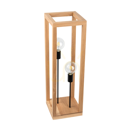 Kontrollera Kago golvlampa 2xE27 Max. 60 W, oljad ek/svart metall/svart flätad kabel, 25 cm