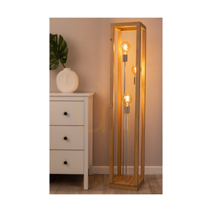 Kago golvlampa, 3xE27, Max. 60 W, oljad ek/krommetall/svart flätad kabel, 25 cm small 3