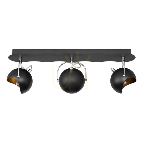 Kontrollera Kana taklampa, 3xG9, Max. 28 W, svart/guldmetall, 51 cm