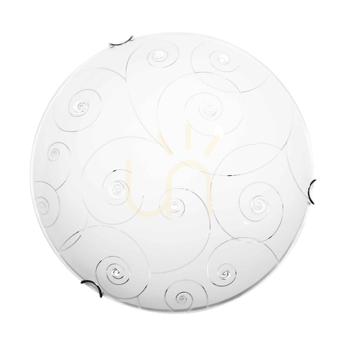 Kontrollera Taklampa Kansas, inklusive 1 st LED-lampa 2700K 30W, kromad metall/vit glasskärm, Ø50 cm