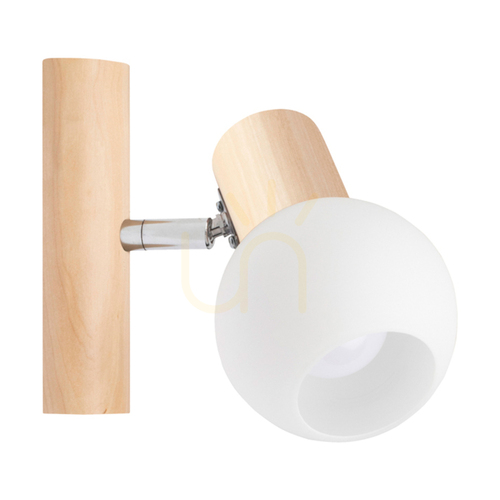 Kontrollera Karin vägglampa 1xE14 Max. 40 W, björk/krom, metall/vit glasskärm, 18 cm