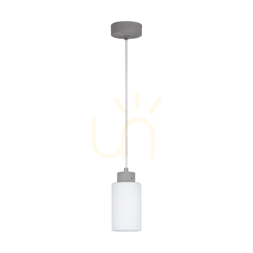 Kontrollera Karla taklampa, 1xE27, Max. 60 W, betonggrå/genomskinlig PVC-sladd/vit glasskärm, Ø 10 cm