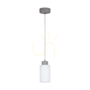 Karla taklampa, 1xE27, Max. 60 W, betonggrå/genomskinlig PVC-sladd/vit glasskärm, Ø 10 cm small 0