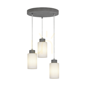 Karla taklampa, 3xE27, Max. 60 W, betonggrå/genomskinlig PVC-sladd/vit glasskärm, Ø 32 cm small 1