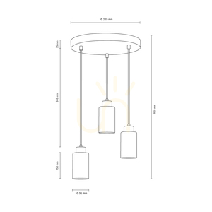 Karla taklampa, 3xE27, Max. 60 W, betonggrå/genomskinlig PVC-sladd/vit glasskärm, Ø 32 cm small 3