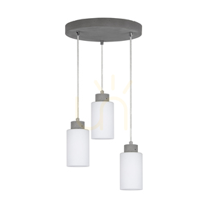 Karla taklampa, 3xE27, Max. 60 W, betonggrå/genomskinlig PVC-sladd/vit glasskärm, Ø 32 cm small 0