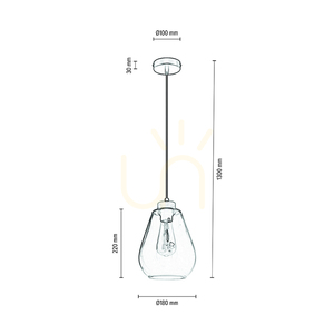 Kigali taklampa 1xE27 Max. 60 W, oljad ek/svart metall/svart PVC-sladd/lampskärm i rökt glas, Ø 19 cm small 2