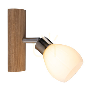 Kira vägglampa, inklusive 1 G9-LED-lampa (max. 3 W), oljad ek/satinmetall/vit glasskärm, 17 cm small 1