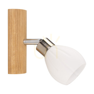 Kira vägglampa, inklusive 1 G9-LED-lampa (max. 3 W), oljad ek/satinmetall/vit glasskärm, 17 cm small 0