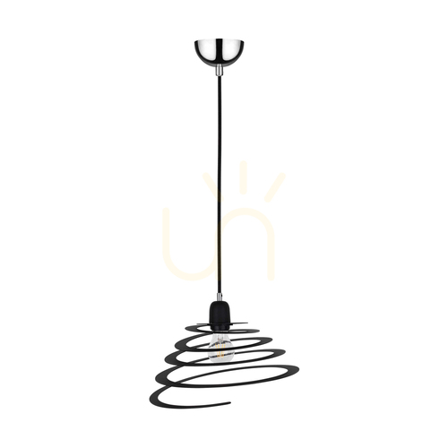 Kontrollera Komet taklampa, 1xE27, Max. 60 W, kromfärgad metall/svart PVC-sladd/svart metallskärm, Ø 34,5 cm