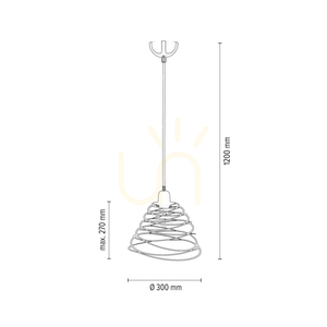 Komet taklampa, 1xE27, Max. 60 W, kromfärgad metall/svart PVC-sladd/svart metallskärm, Ø 30 cm small 3
