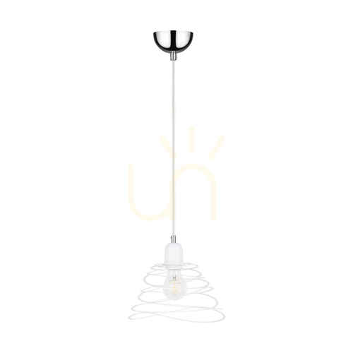 Kontrollera Komet taklampa, 1xE27, Max. 60 W, kromfärgad metall/vit PVC-sladd/vit metallskärm, Ø 24,5 cm
