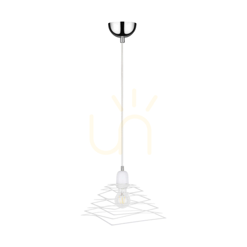 Kontrollera Komet taklampa, 1xE27, Max. 60 W, kromfärgad metall/vit PVC-sladd/vit metallskärm, 24 cm