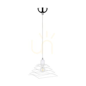 Komet taklampa, 1xE27, Max. 60 W, kromfärgad metall/vit PVC-sladd/vit metallskärm, 24 cm small 0
