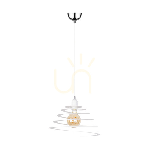 Kontrollera Komet taklampa, 1xE27, Max. 60 W, kromfärgad metall/vit PVC-sladd/vit metallskärm, Ø 34,5 cm